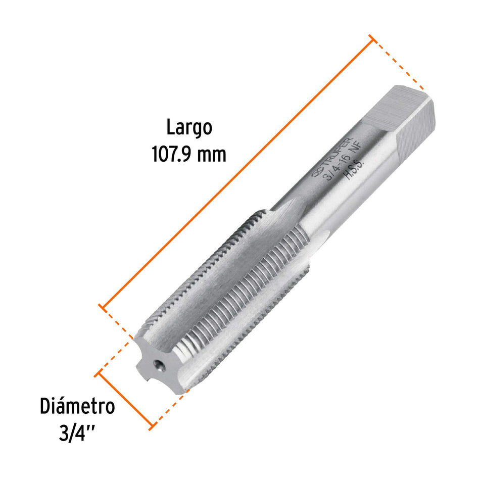 Machuelo semicónico 3/4'x16 UNF, estuche individual, Truper
