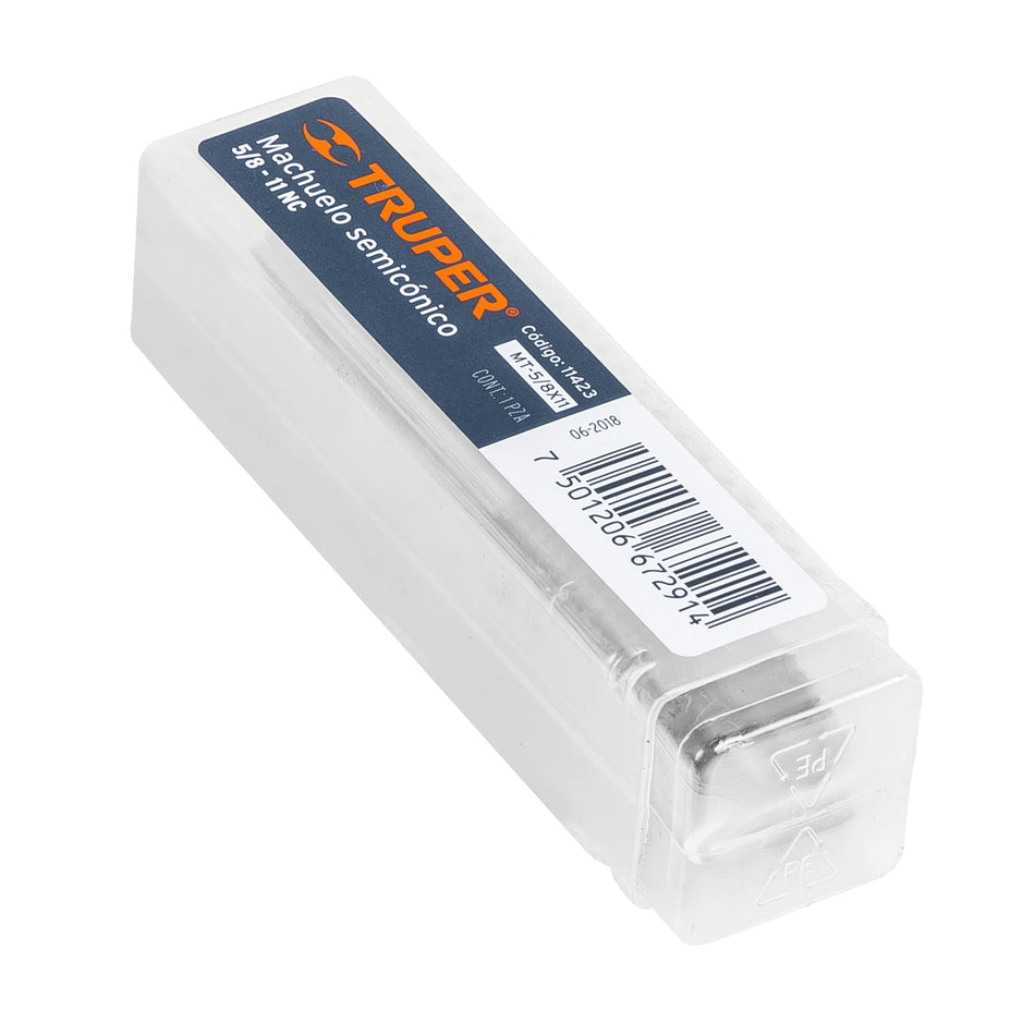 Machuelo semicónico 5/8'x11 UNC, estuche individual, Truper