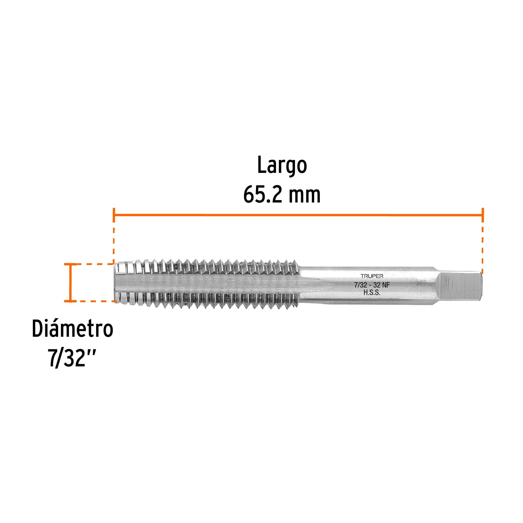 Machuelo semicónico 7/32' x 32, cuerda fina, Truper