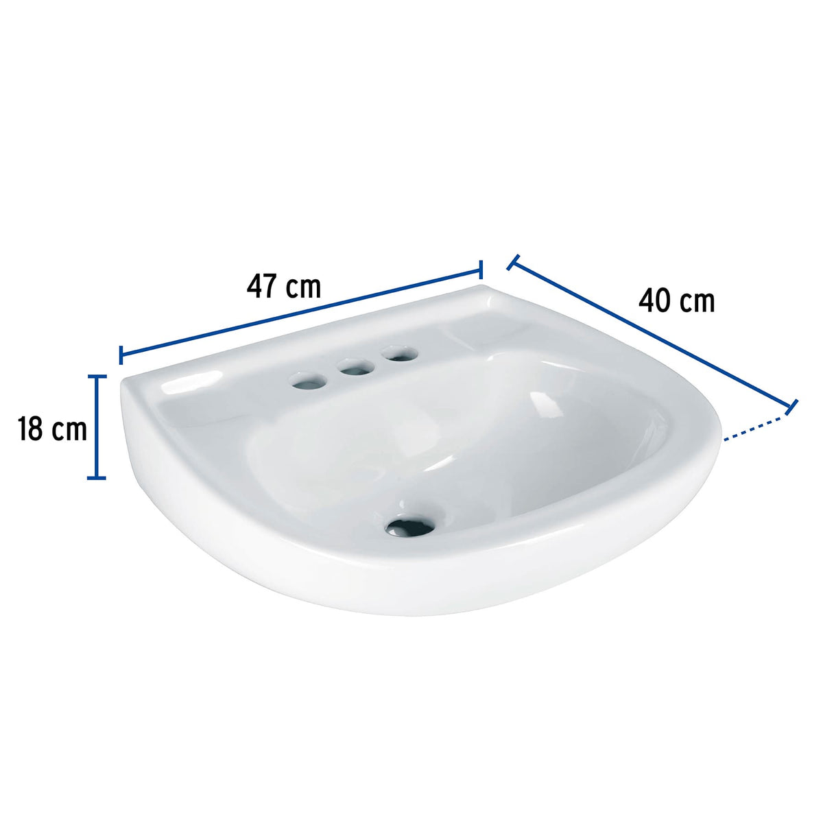 Lavabo de porcelana con rebosadero, blanco, FOSET