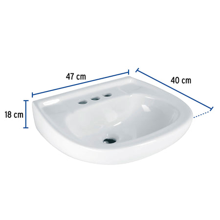 Lavabo de porcelana con rebosadero, blanco, FOSET