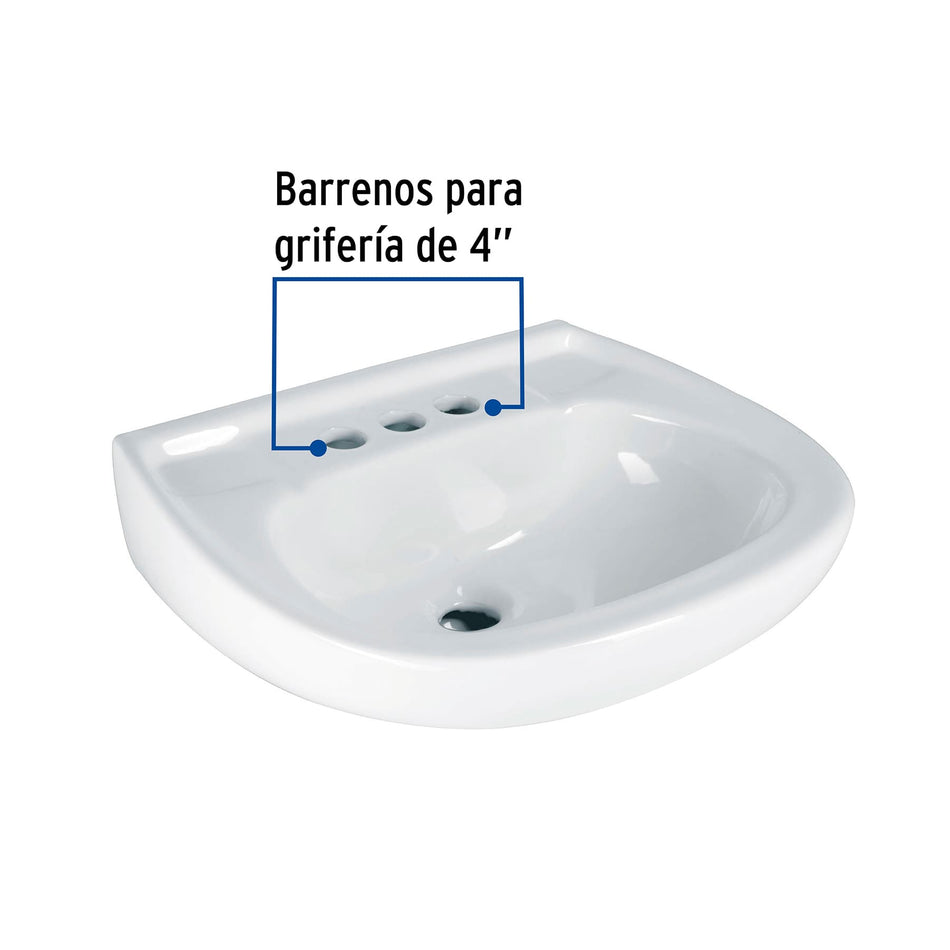 Lavabo de porcelana con rebosadero, blanco, FOSET