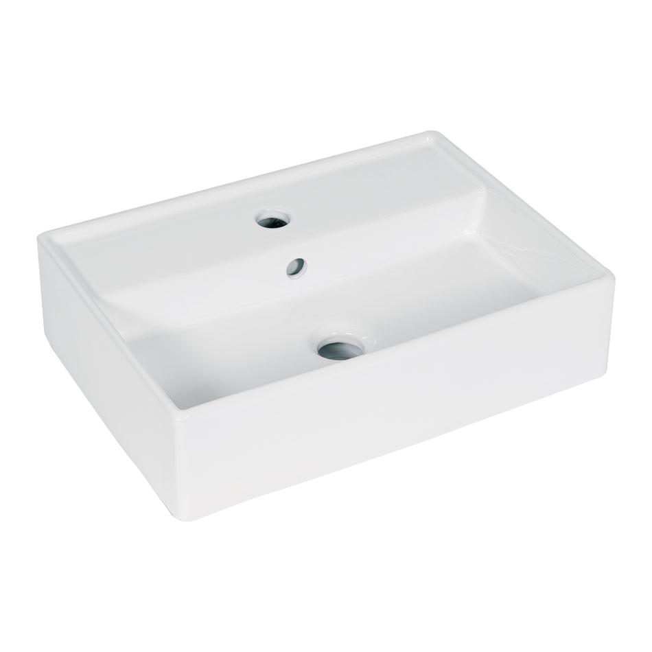 Lavabo de porcelana de sobreponer rectangular, blanco, FOSET