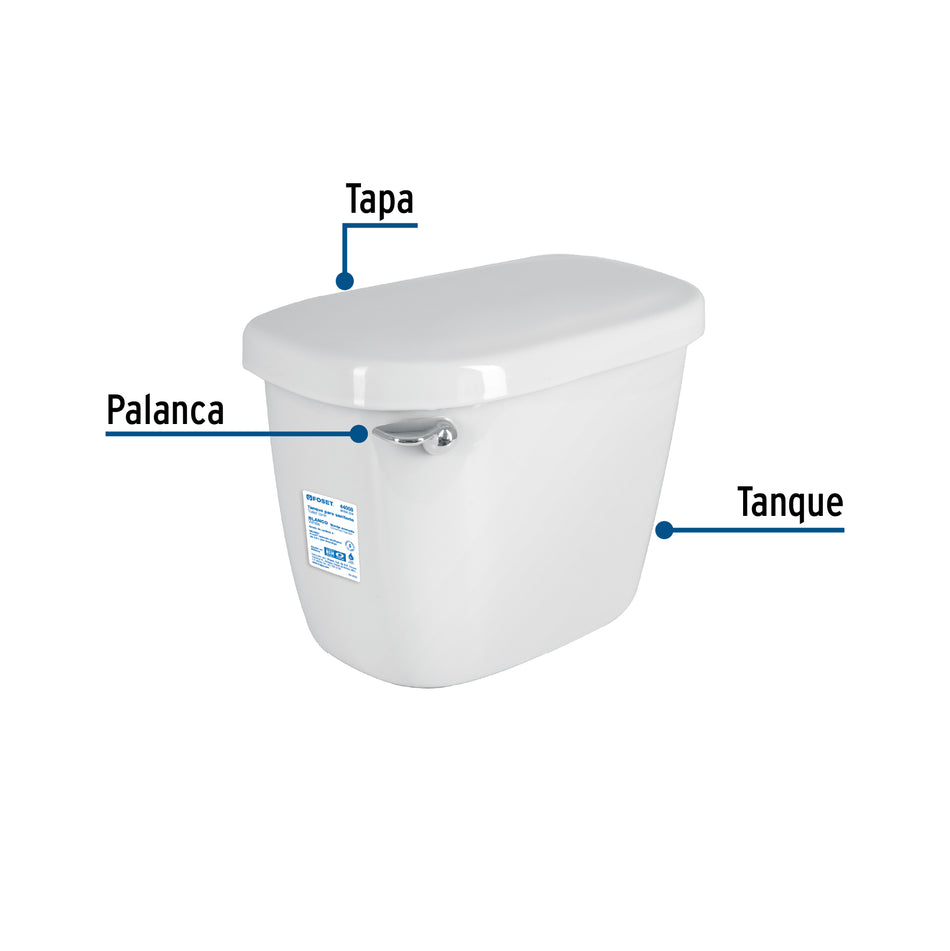 Tanque bajo de porcelana con accesorios, blanco, FOSET