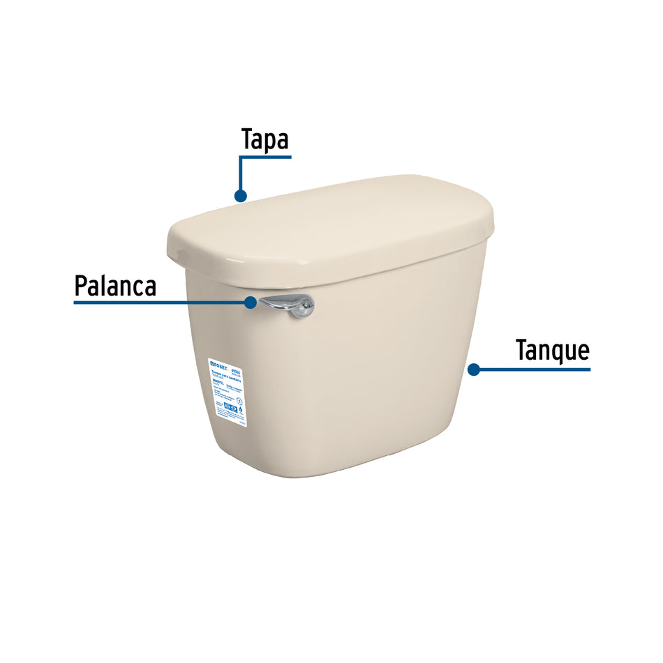 Tanque bajo de porcelana con accesorios, marfil, FOSET