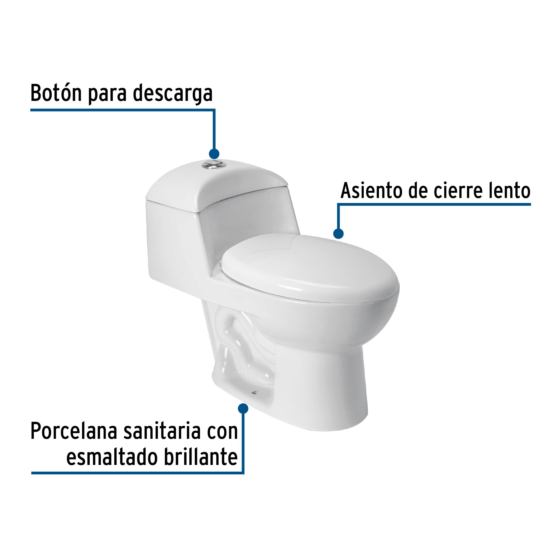 Sanitario one piece alargado de porcelana, blanco, FOSET