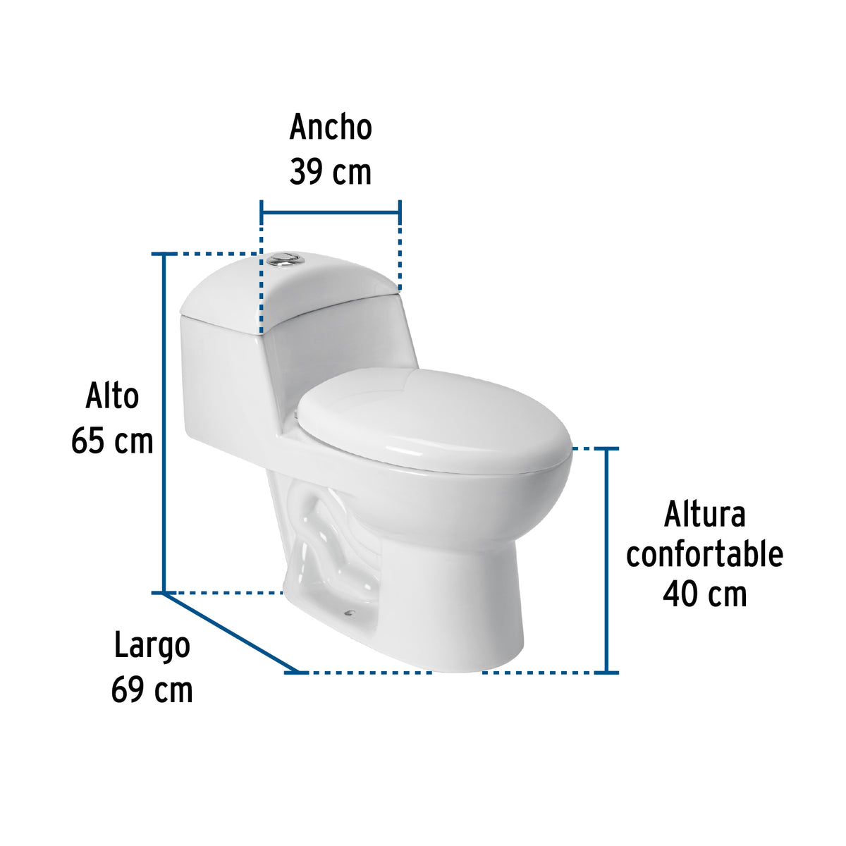 Sanitario one piece alargado de porcelana, blanco, FOSET