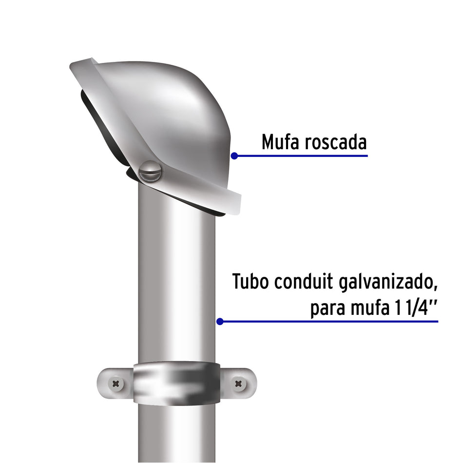 Mufa roscada 1-1/4' para tubo, Volteck