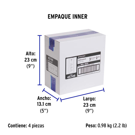 Multicontacto de pared, 3 contactos y 2 USB A+C, VOLTECK