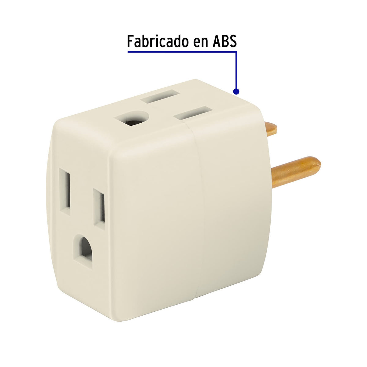 Multicontacto triple aterrizado, tipo cubo, Volteck