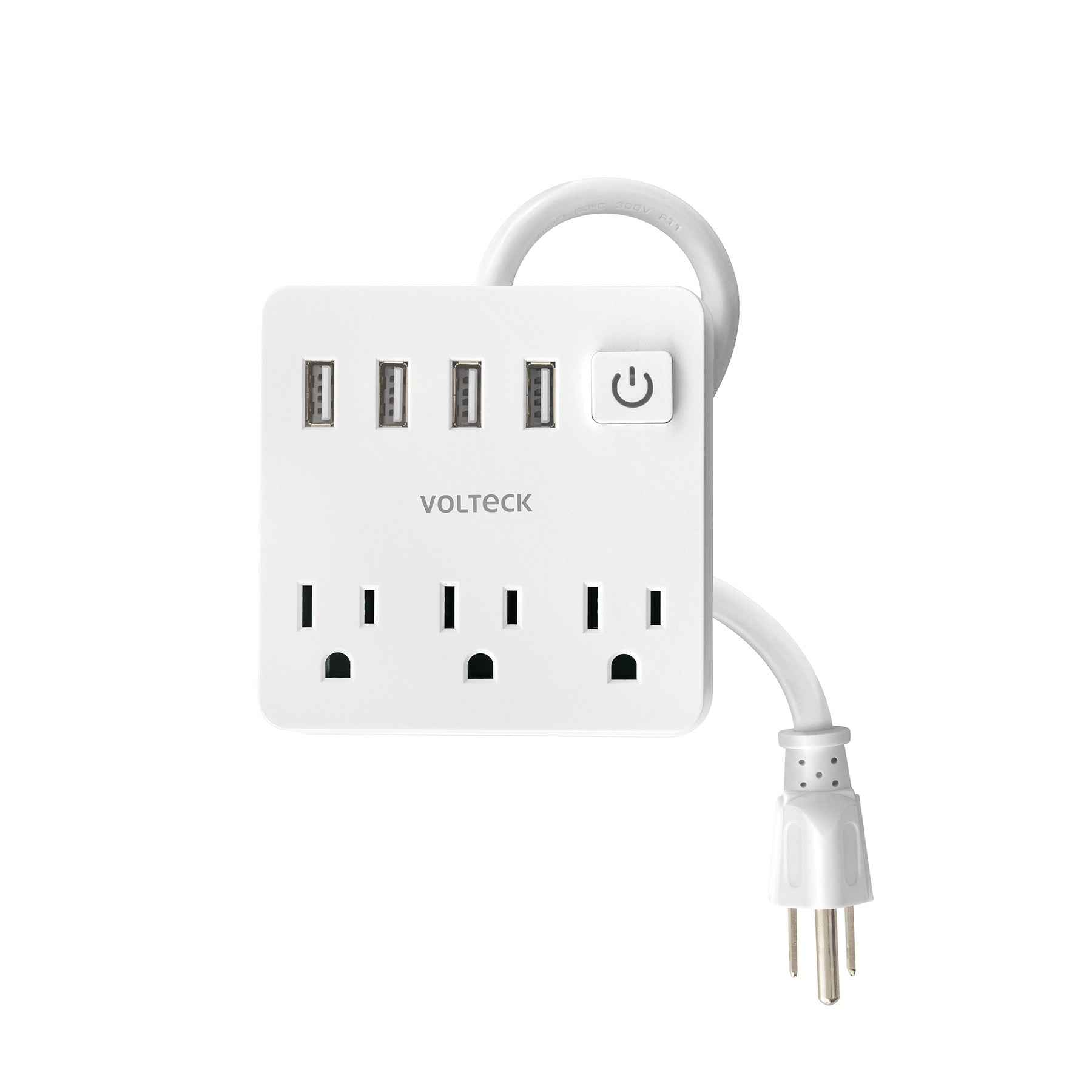 Multicontacto 16 AWG domestico 3 entradas 4 ptos USB blanco