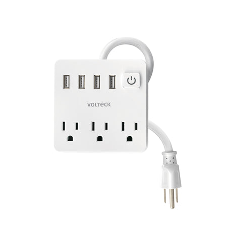 Multicontacto 16 AWG domestico 3 entradas 4 ptos USB blanco