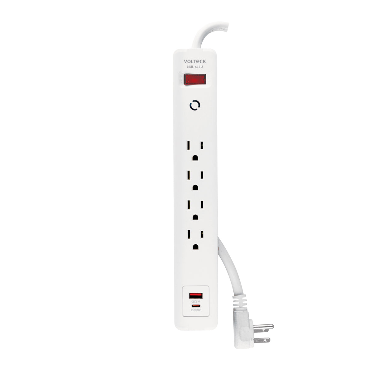 Multicontacto 4 entradas, 1 USB A + 1 USB C, blanco, VOLTECK blanco