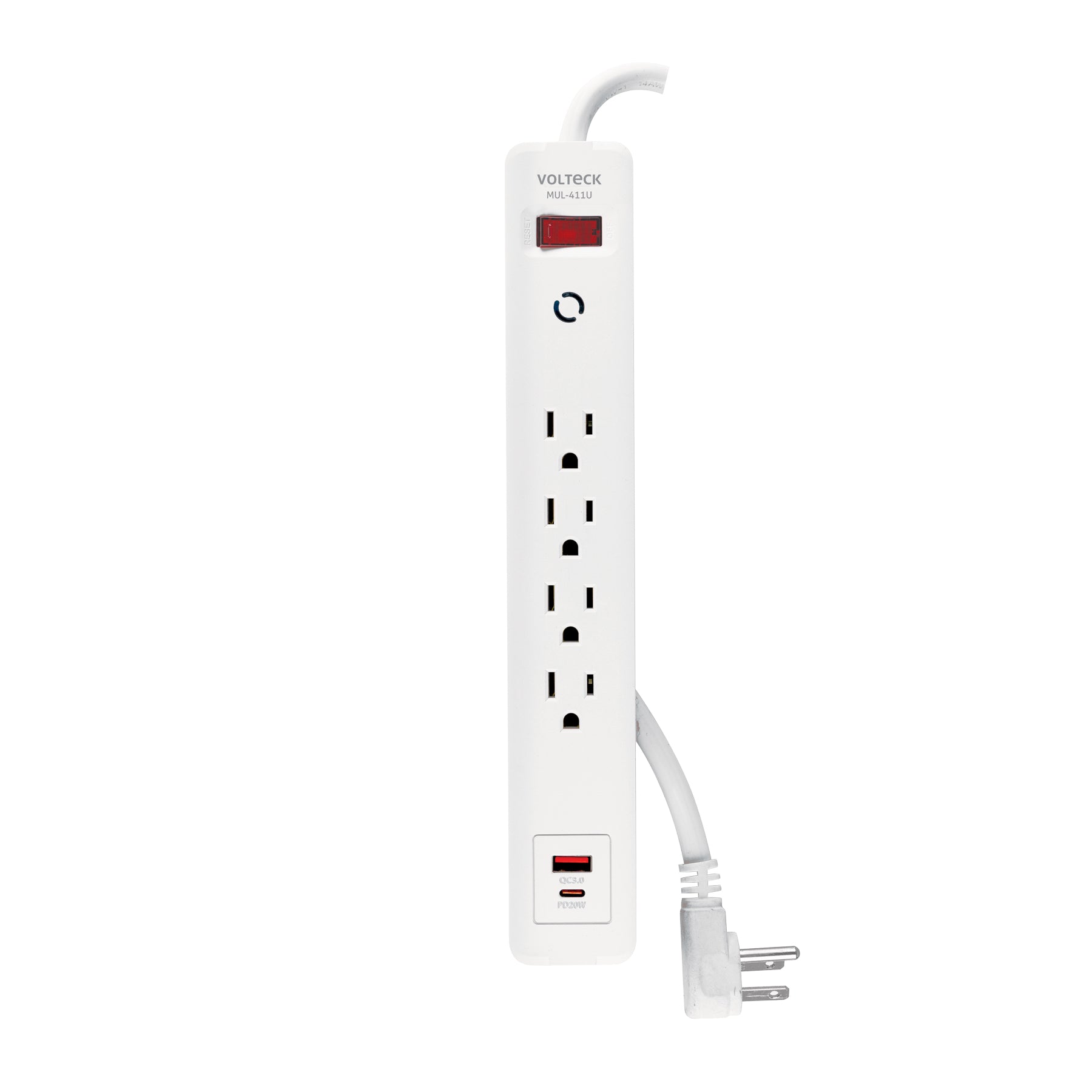 Multicontacto 4 entradas, 1 USB A + 1 USB C, blanco, VOLTECK blanco