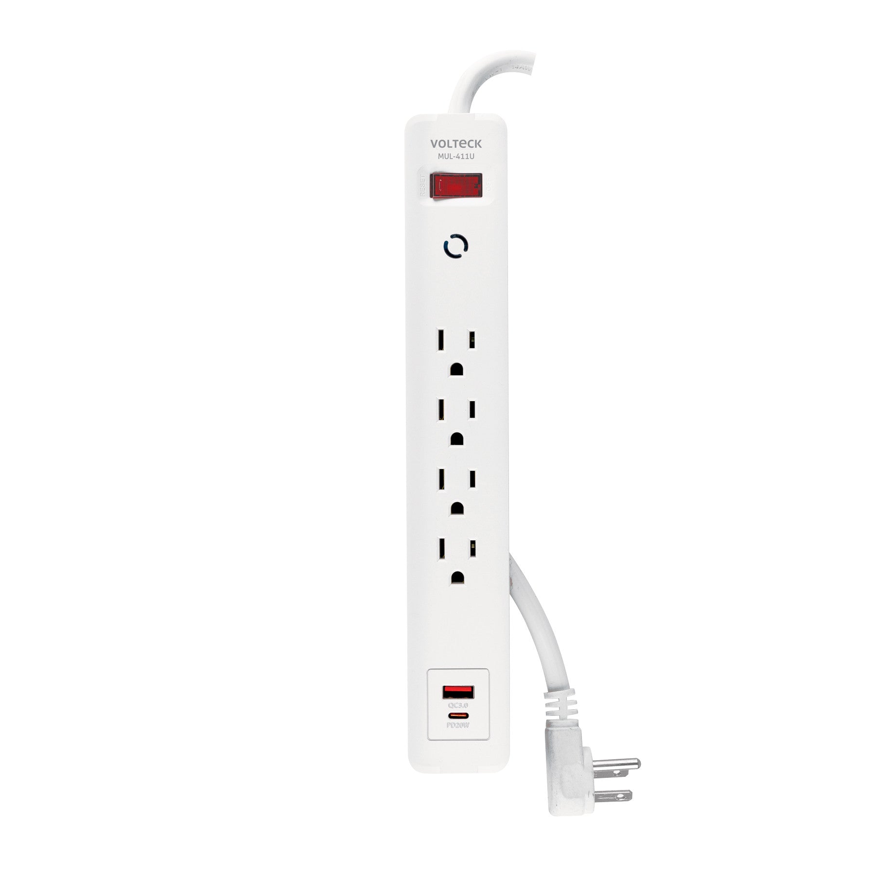 Multicontacto 4 entradas, 1 USB A + 1 USB C, blanco, VOLTECK blanco