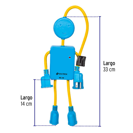 Multicontacto 16 AWG figura de niño con 4 entradas, Volteck