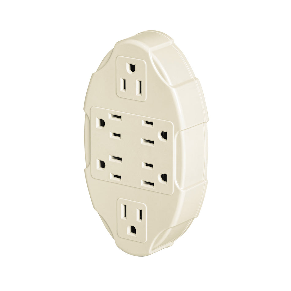 Multicontacto aterrizado ovalado, 6 entradas, Volteck