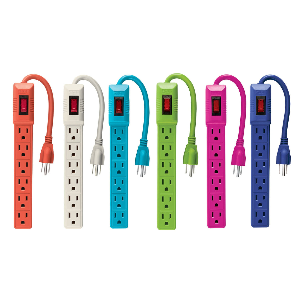 Multicontacto 16 AWG domestico 6 entradas colores a granel