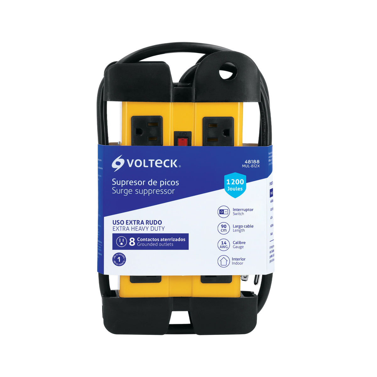 Multicontacto 14 AWG industrial supresor de picos 8 entradas