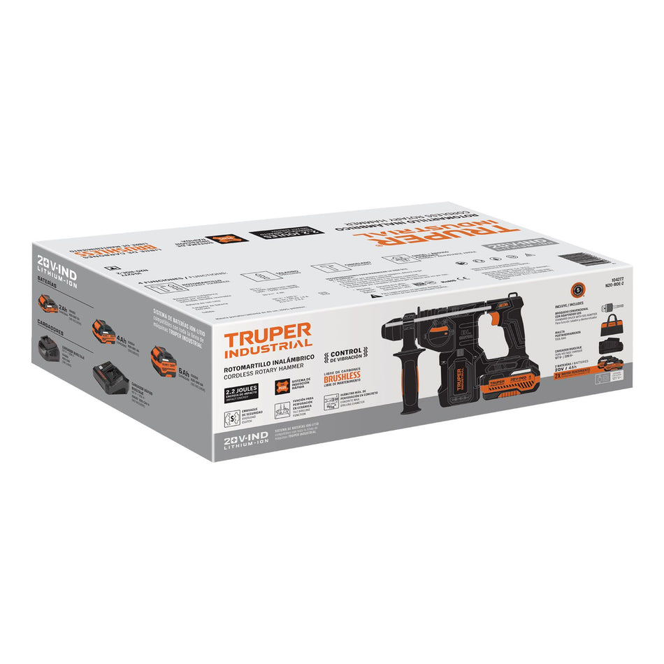 Rotomartillo SDS Plus/destornillador 20V,2.2J,2 baterías 4Ah