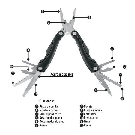 Multiherramienta con 12 funciones, PRETUL