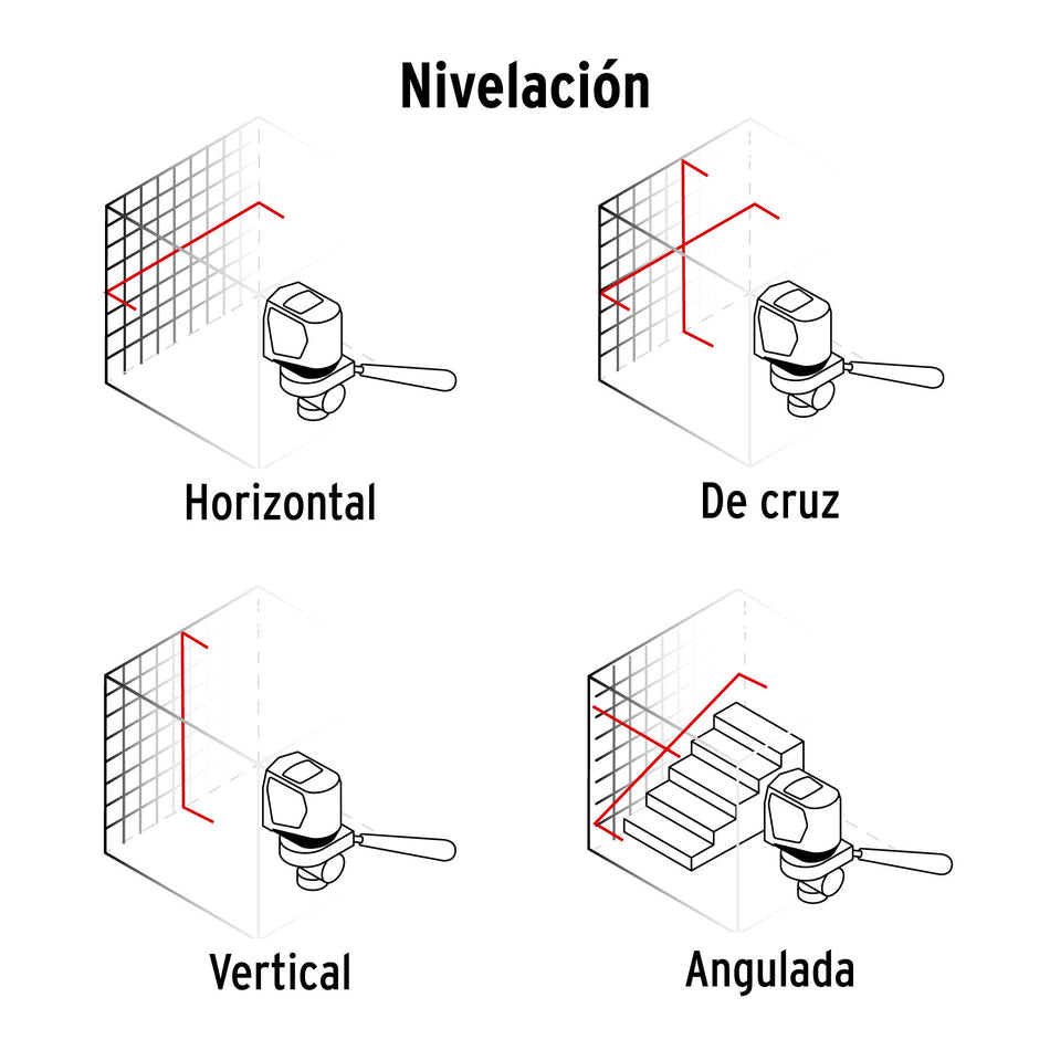 Nivel láser rojo, alcance 10 m, de pilas, TRUPER