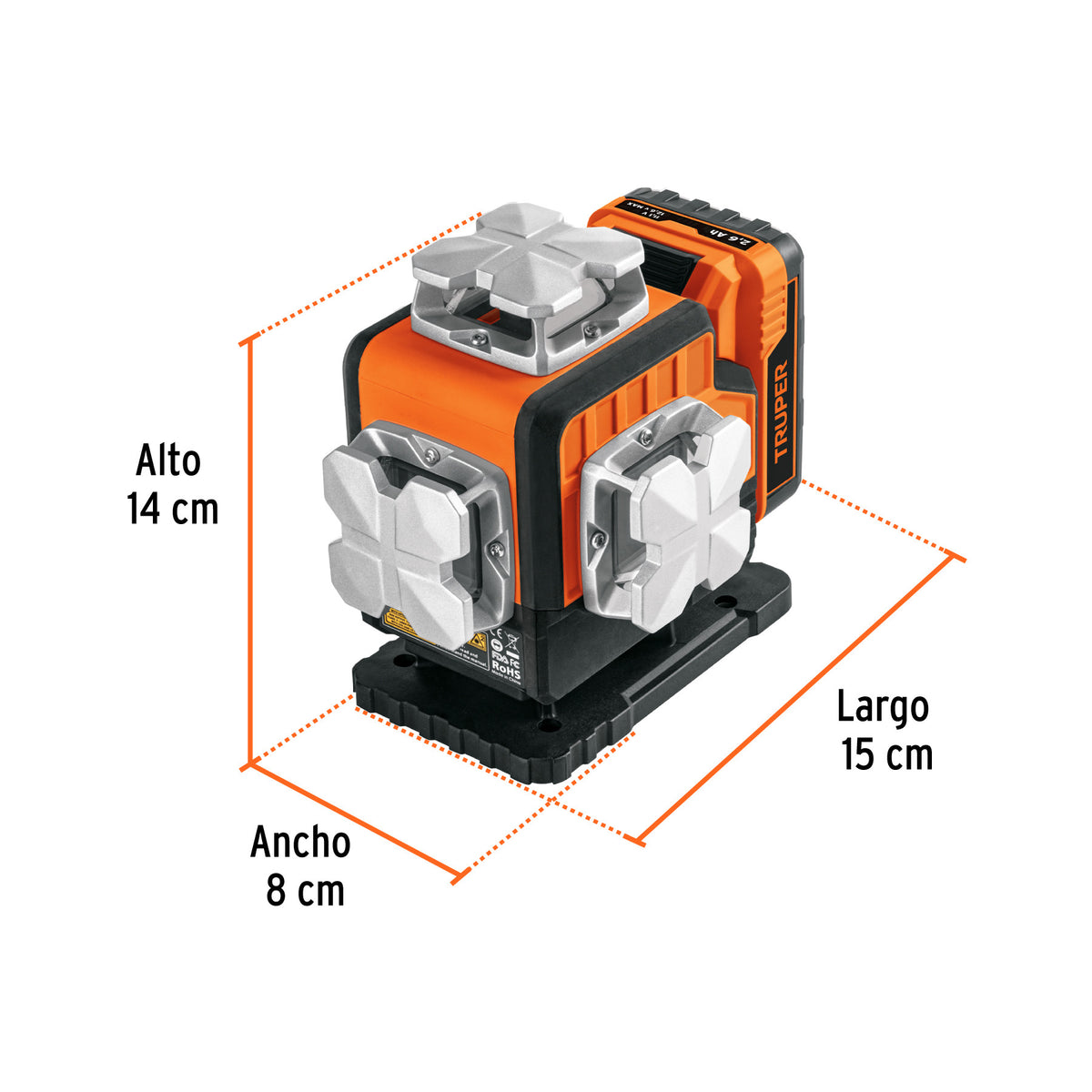 Nivel láser verde, alcance 30m,16 líneas, recargable, TRUPER