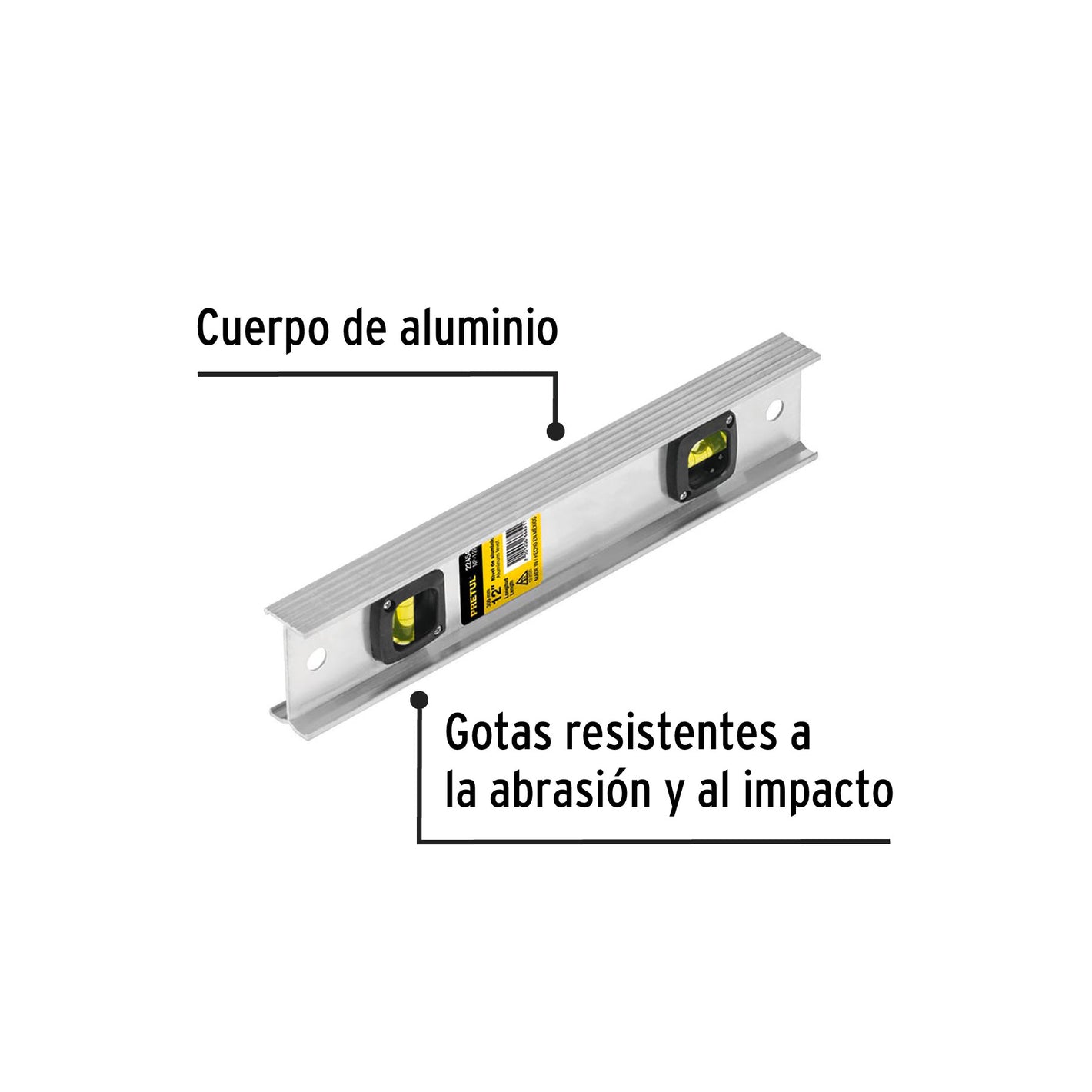 Nivel de 12' con cuerpo de aluminio, Pretul 12'