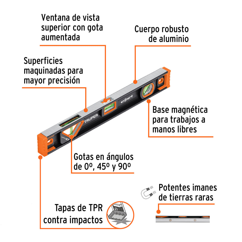 Nivel profesional magnético de 18', protección TPR, EXPERT 18'