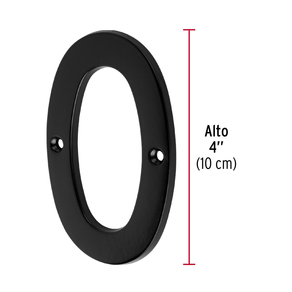 Número 0 de latón sólido 4', negro,  HERMEX