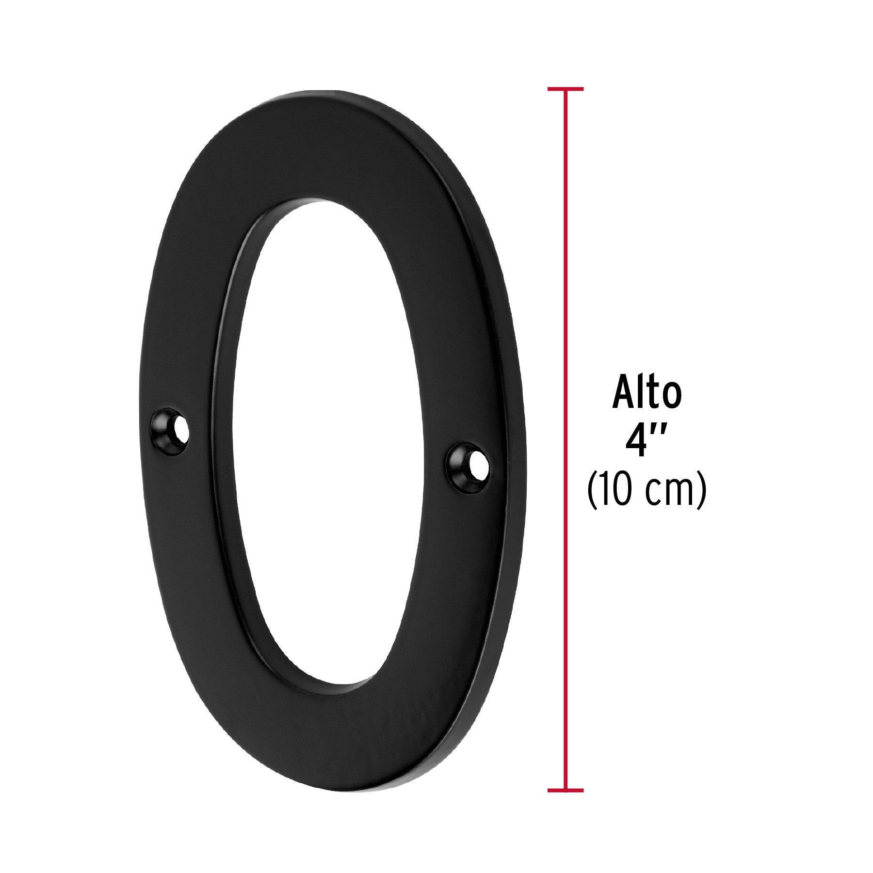 Número 0 de latón sólido 4', negro,  HERMEX