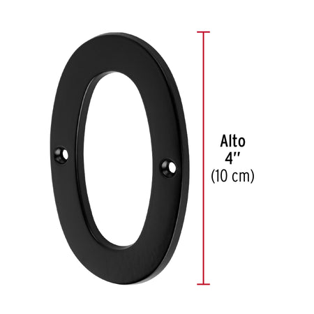 Número 0 de latón sólido 4', negro,  HERMEX