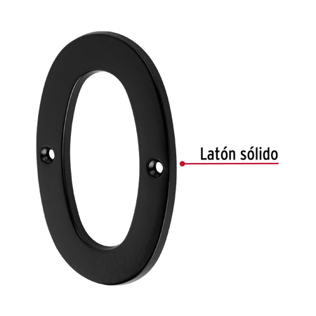 Número 0 de latón sólido 4', negro,  HERMEX
