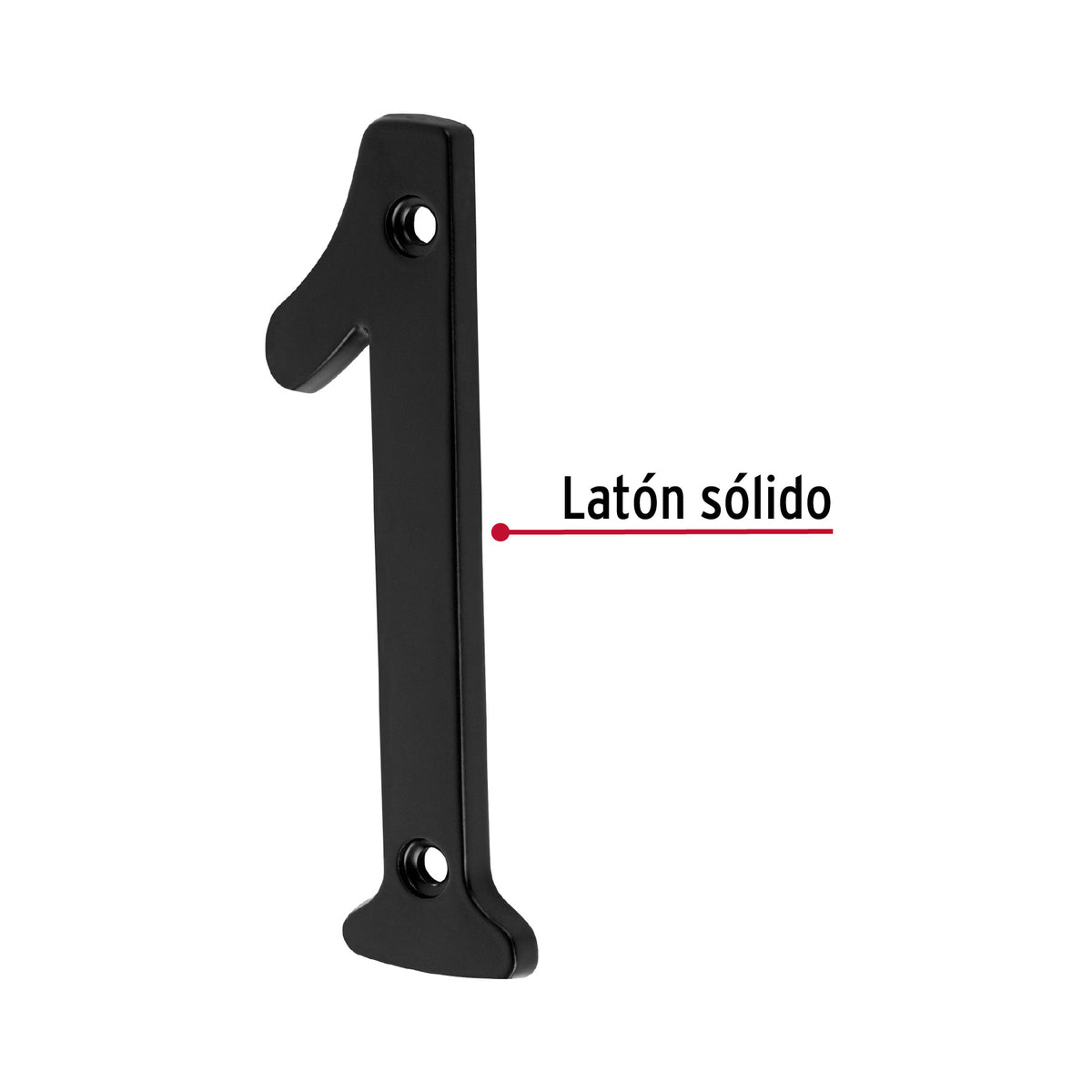 Número 1 de latón sólido 4', negro,  HERMEX