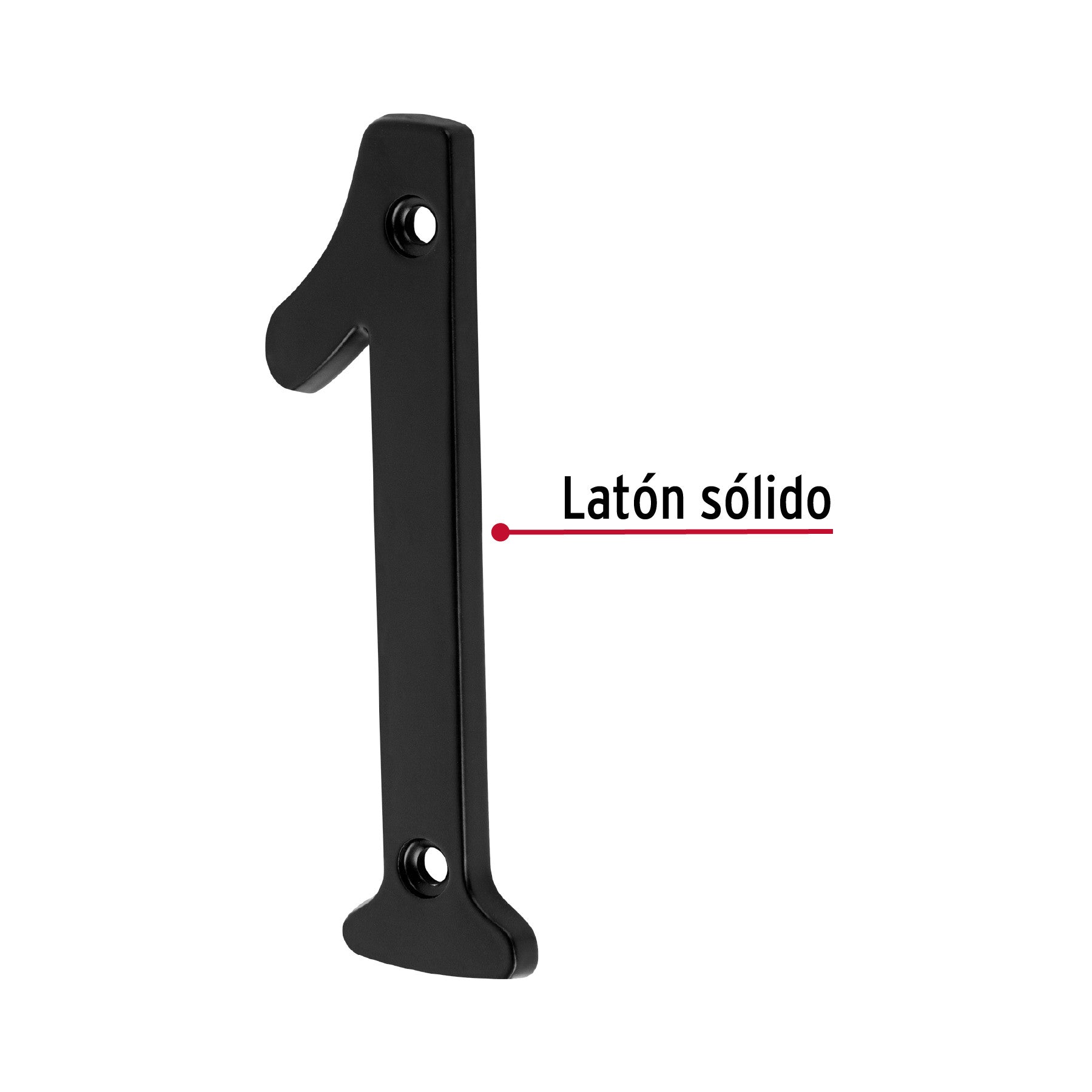 Número 1 de latón sólido 4', negro,  HERMEX
