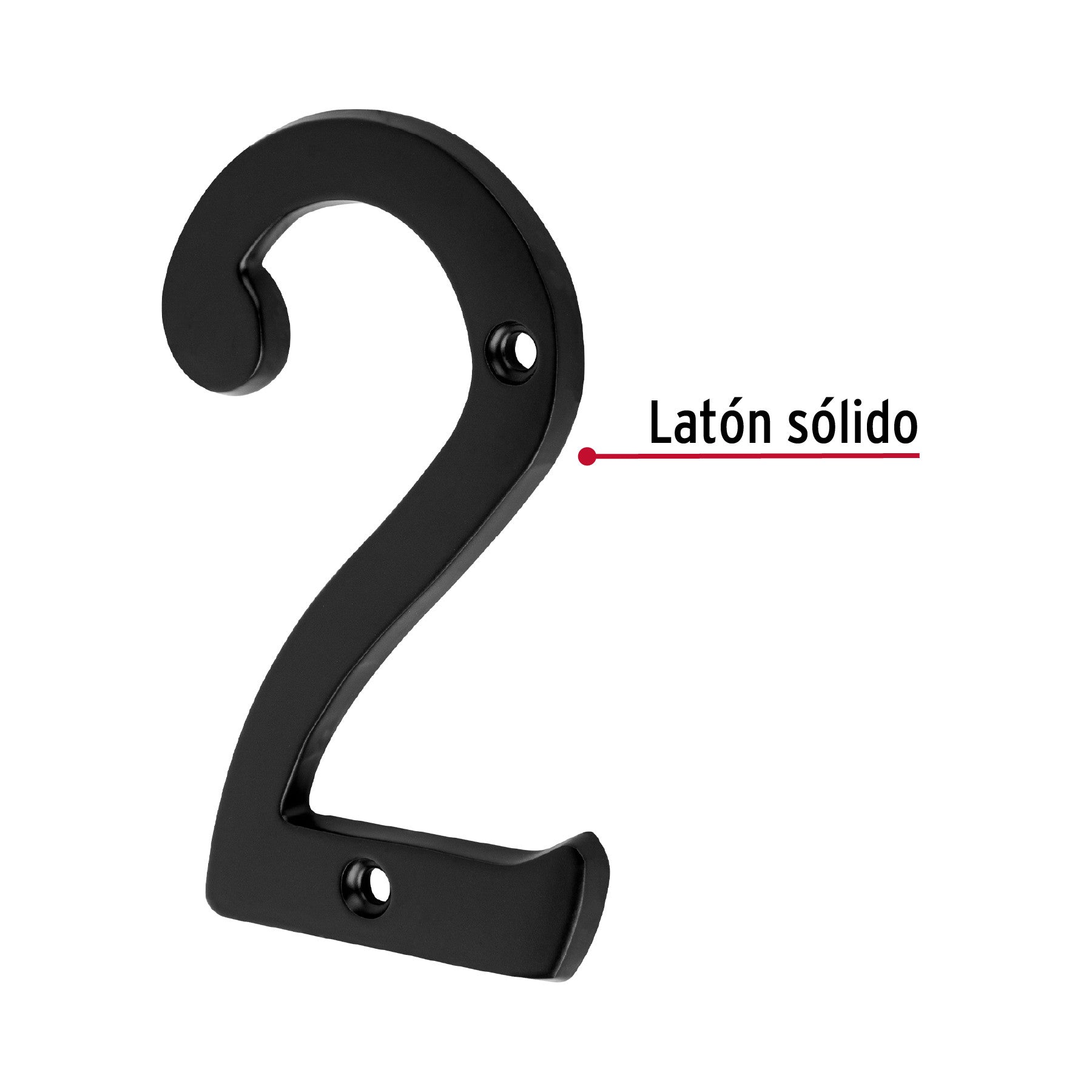 Número 2 de latón sólido 4', negro,  HERMEX