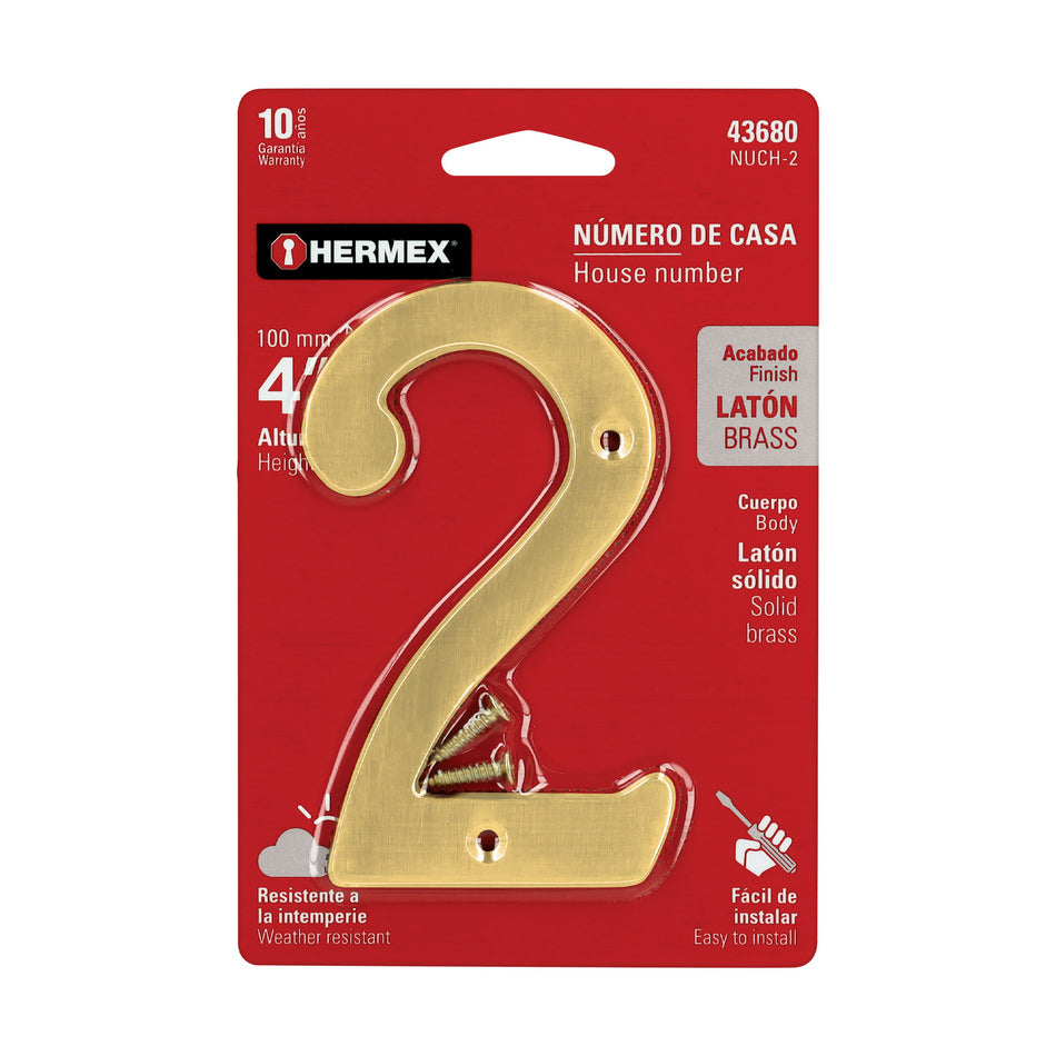 Número 2 de latón sólido 4', HERMEX