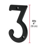 Número 3 de latón sólido 4', negro,  HERMEX
