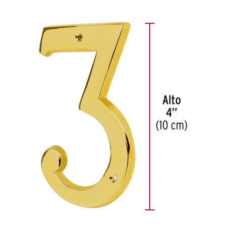 Número 3 de latón sólido 4', HERMEX