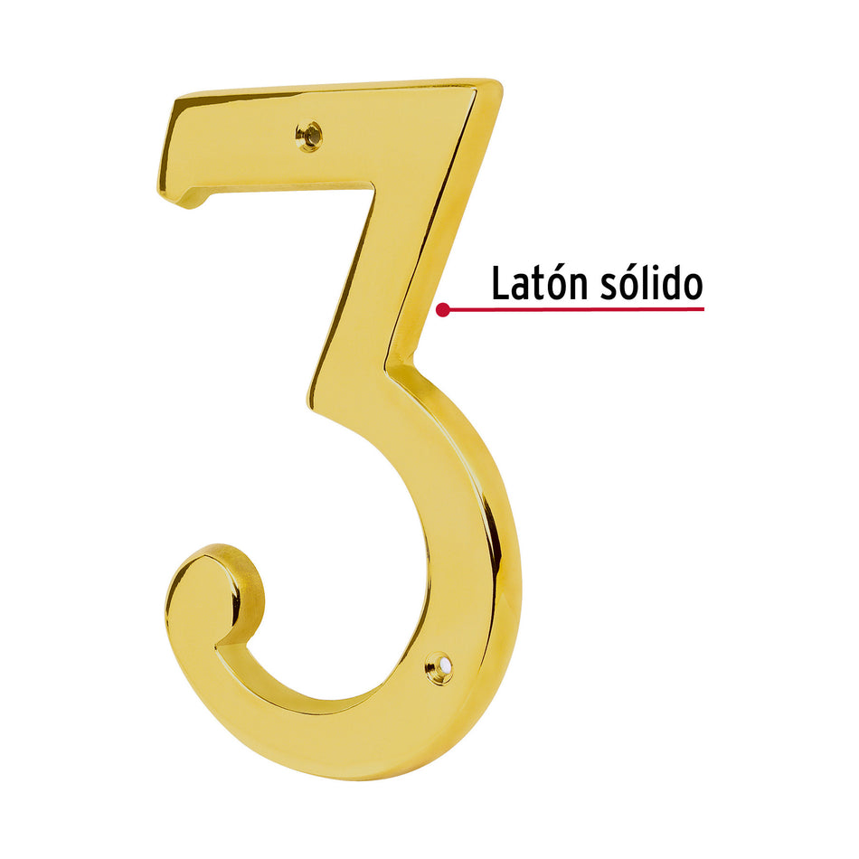 Número 3 de latón sólido 4', HERMEX