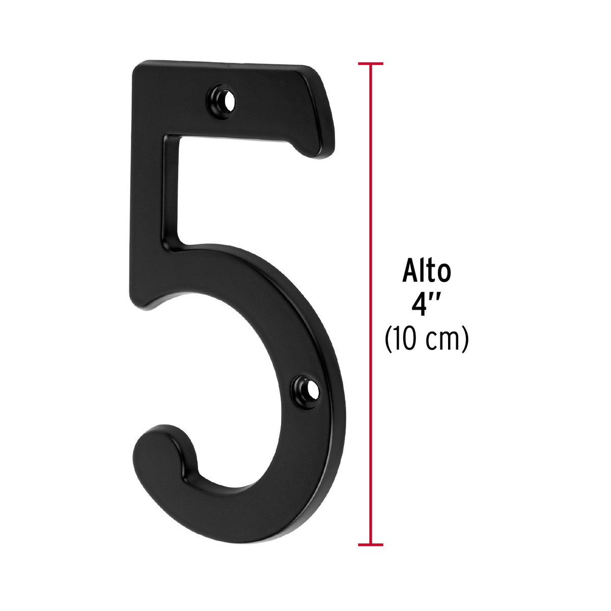 Número 5 de latón sólido 4', negro,  HERMEX