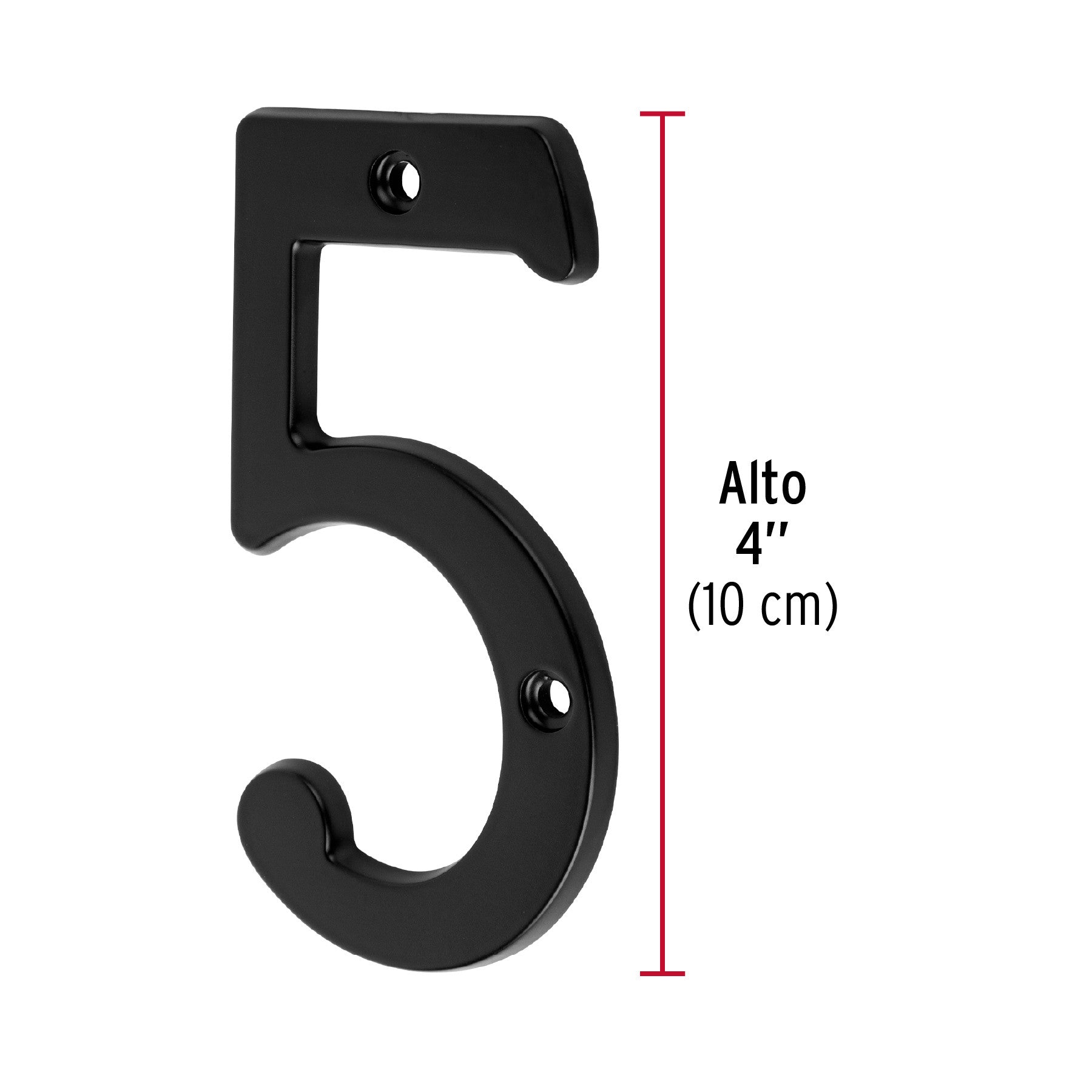 Número 5 de latón sólido 4', negro,  HERMEX
