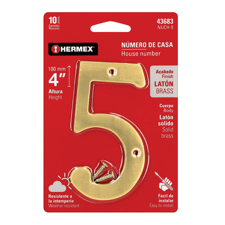 Número 5 de latón sólido 4', HERMEX