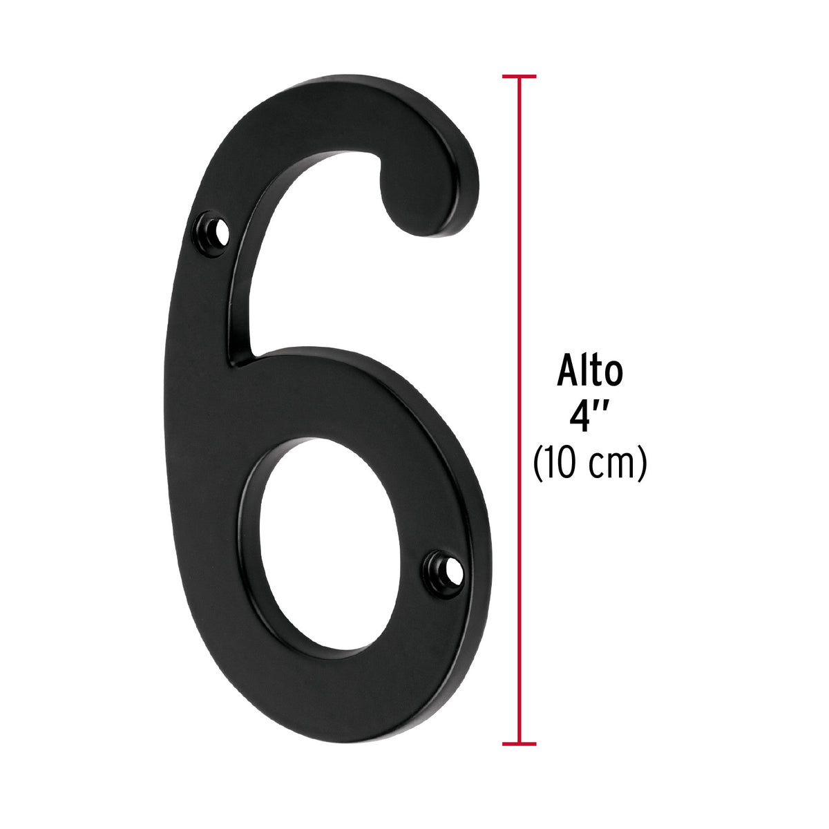 Número 6 de latón sólido 4', negro,  HERMEX