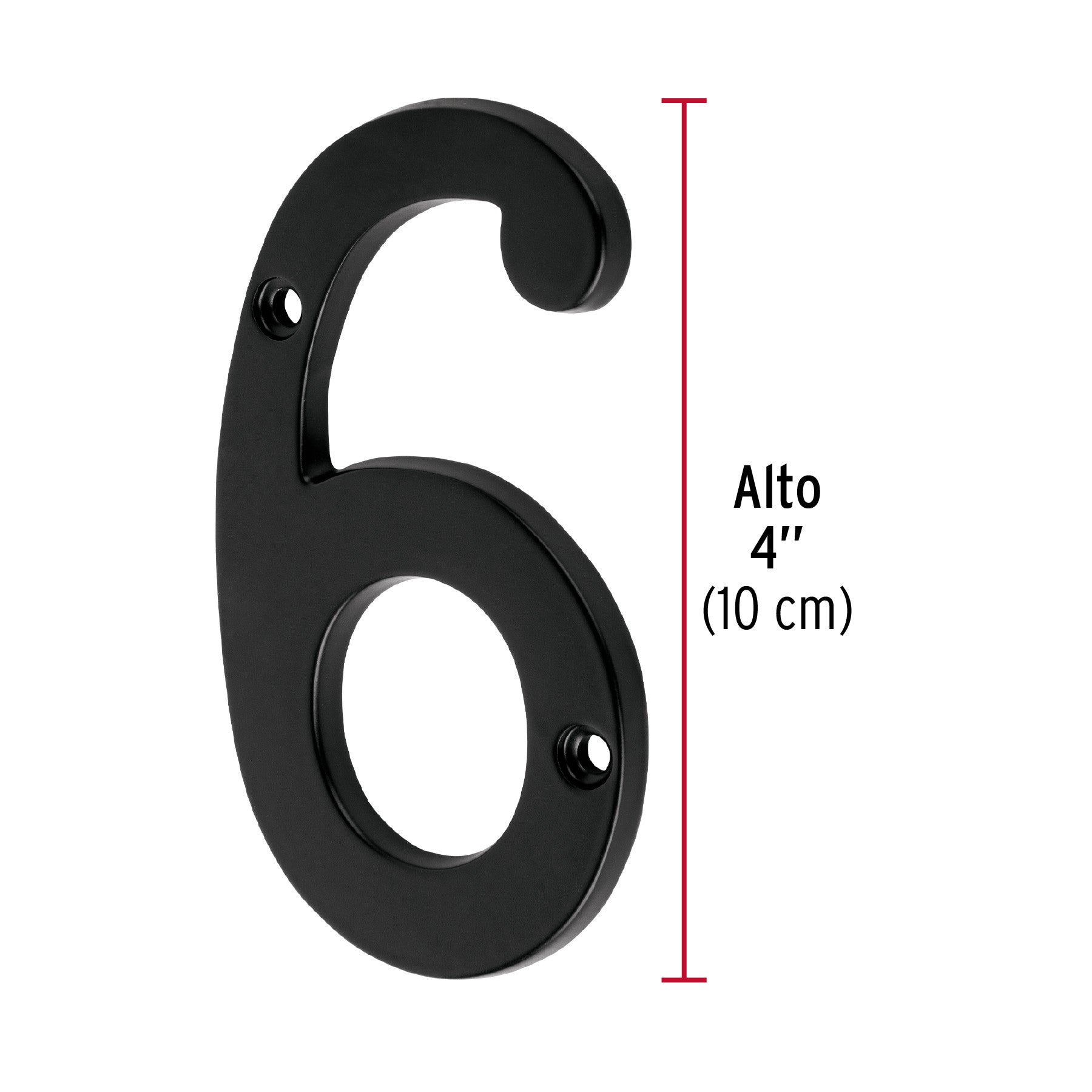 Número 6 de latón sólido 4', negro,  HERMEX