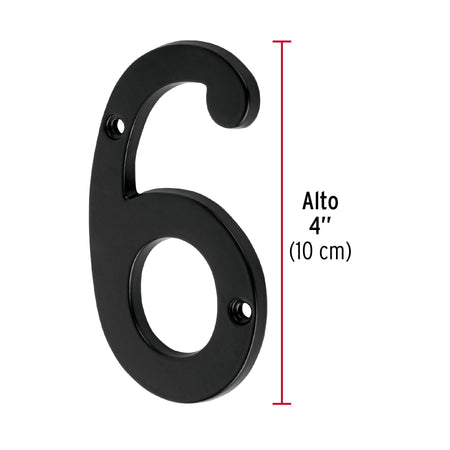 Número 6 de latón sólido 4', negro,  HERMEX
