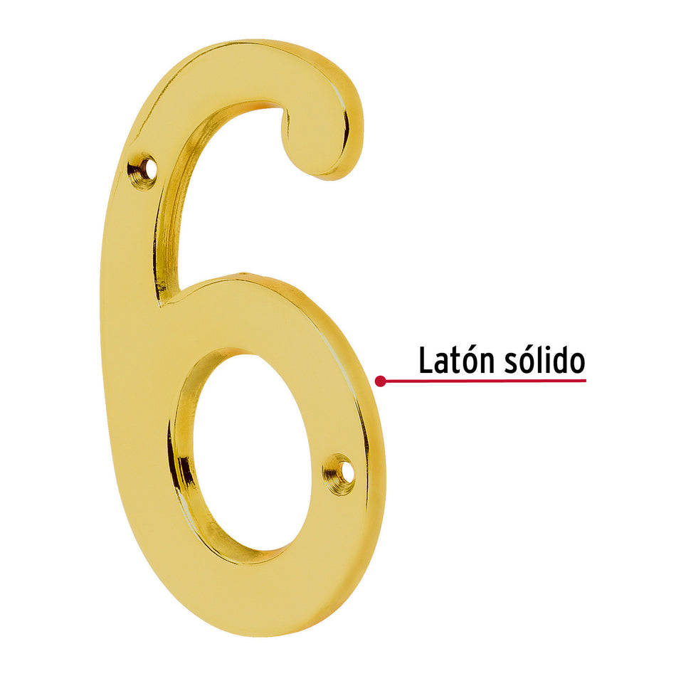 Número 6 de latón sólido 4', HERMEX