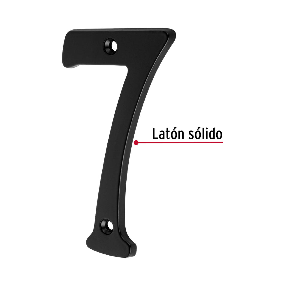 Número 7 de latón sólido 4', negro,  HERMEX