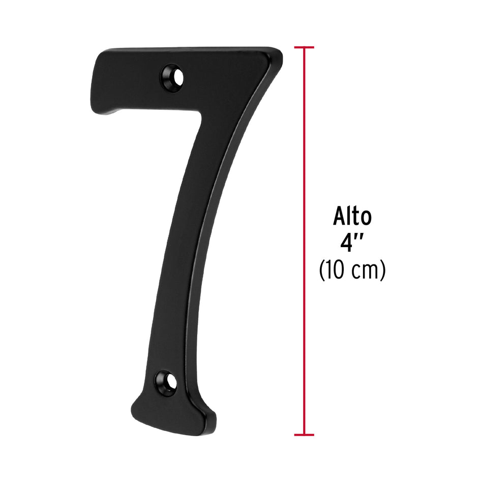 Número 7 de latón sólido 4', negro,  HERMEX