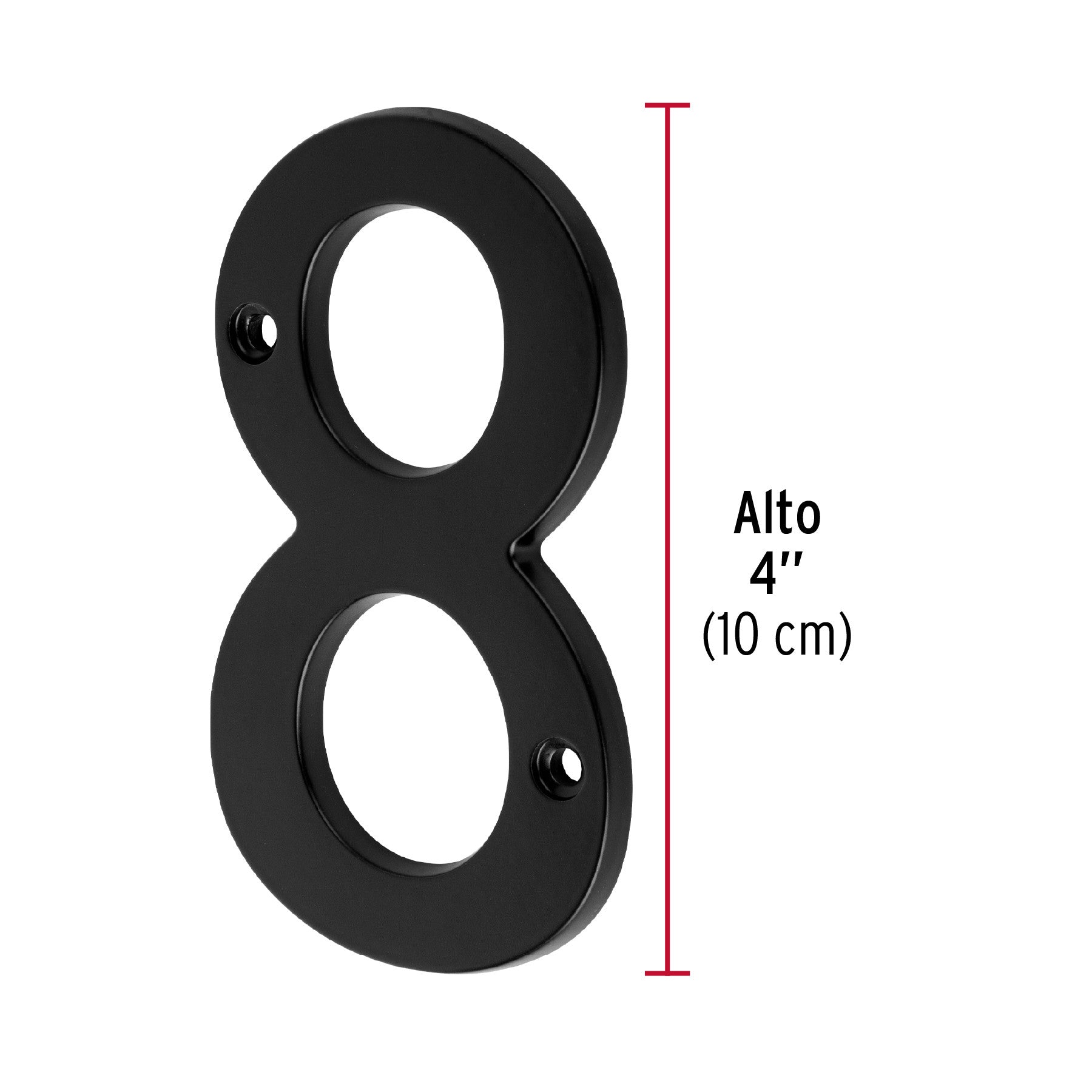 Número 8 de latón sólido 4', negro,  HERMEX